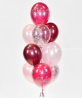 Burgundy, Pink, and Fuchsia - Birthday Confetti Balloon Bouquet 