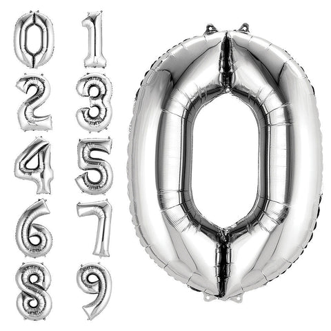 Silver Number Balloon, 34 Inches
