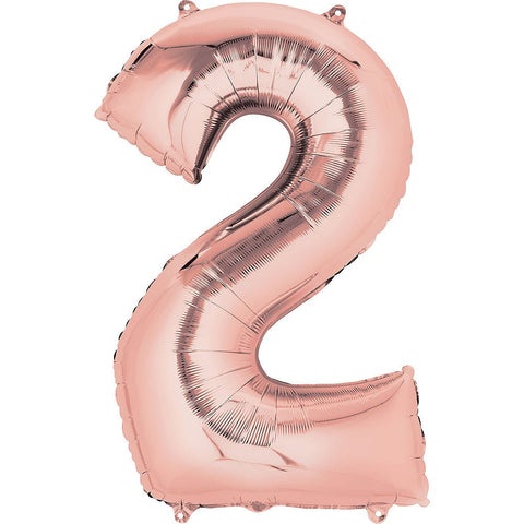 Rose Gold Number Balloon, 34 Inches